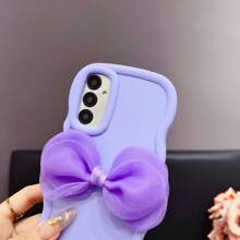 1pc Candy Wavey Shape Smooth Oil Painting, Cute Bow Decor Phone Case, Full Coverage Anti-Drop Protective Cover Compatible With Iphone 16/15 Pro Max, Redmi Note 11 4G, Galaxy A55, Infinix Note 30, Moto E30, Floral Decor, Faux Pearl Embellishment, Minimalist Design, Suitable For Daily Use And Outdoor Carrying, Perfect Protection For Your Phone