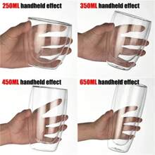 1-6 uds 80-450ML resistente al calor taza de cristal de té de doble pared cerveza café hecho a mano creativo bebida fría juego de vajilla transparente - 150 ml B - Ver 5