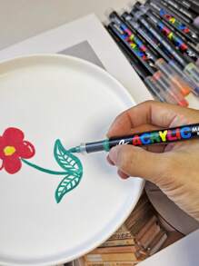 12/24/36/48 Colors Direct Liquid Soft Head Acrylic Marker Pen, Acrylic Paint Pens For Wood, Canvas, Stone, Rock Painting, Ceramic Surfaces, Chritmas Card Making Back To School