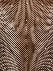 Body sexy da donna in rete nera con strass