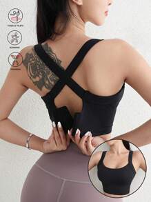 Gym Push Up Bra Women Sports Bra Back Closure High Impact Workout Sport Fitness Wear For Yoga Gym Brassiere Sportswear, Lingerie
