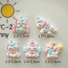 3 pezzi Accessori fai-da-te in resina con pony arcobaleno carini, materiali per decorazione di Molletta per capelli, pendenti e decorazioni estive, per la scuola
