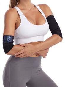 1 Pair Running/Fitness Sweatbands, PU Coated Arm Slimming & Shaping Sleeves, Suitable For Yoga, Sauna, Blue - Blue - View 4