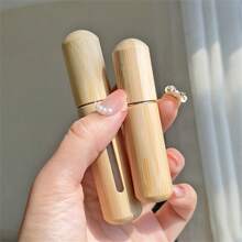2pcs Luxury Bamboo Perfume Atomizer - Refillable Portable Spray Bottles, 0.17oz/0.27oz, Pocket-Sized Fragrance Dispenser With Transparent Window, Bottom Filling Design For Travel & Outdoor Use