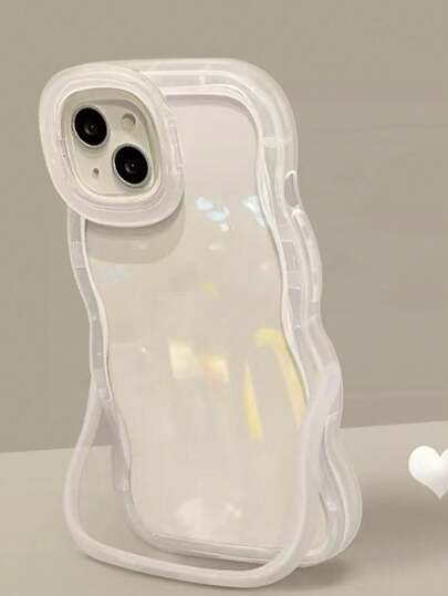 1pc Thickened Wavy Texture Dual-Bracket Cream-Colored Phone Case Compatible With IPhone 11, 11 Pro, 11 Pro Max, 12, 12 Pro, 12 Pro Max, 13, 13 Pro, 13 Pro Max, 14, 14 Pro, 14 Plus, 14 Pro Max, 15, 15 Pro, 15 Plus, 15 Pro Max, 16, 16 Pro, 16 Plus, 16 Pro Max, 17, 17 Pro, 17 Air, 17 Pro Max