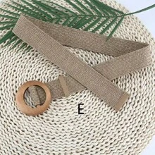 1pc Women's Solid Color Casual Bohemian Retro Street Elegant Elastic PP (Polypropylene) Woven Belt, Suitable For Summer