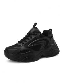 Chaussures de sport pour hommes à bout rond à lacets, Baskets pour hommes à bloc de couleurs avec lettre, légères et respirantes, semelle épaisse, antidérapantes et résistantes à l'usure, chaussures de course de sport outdoor casual pour hommes