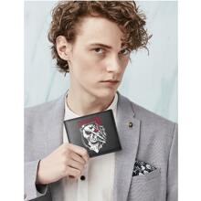 Billetera corta genial Overlord de color negro de hombres, PU, portaidentificaciones de anime, monedero con cierre con diseño de calavera de dibujos animados, bolsillo para monedas, bolsa para cambio y dinero, billetera pequeña para hombre - Negro - Ver 10