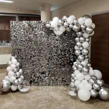 10/20/30/40/50个装金属银色气球，尺寸分别为18/12/10/5英寸，镀铬银色乳胶气球，适用于毕业典礼、婚礼、迎婴派对、迪斯科、生日派对装饰。 - 金屬銀色 - 查看 8