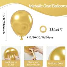 10/20/30/40/50 sztuk Metalowy Złoty Balon 18/12/10/5 Cali, Chromowany Złoty Lateksowy Balon Na Zaręczyny Ukończenia Szkoły, Ślub, Dekoracja Balonowa Urodzinowa - Metaliczne złoto - Zobacz 4