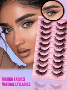 Fengxiu 10 pares de pestañas postizas de visón 5D, pestañas cruzadas y voluminosas naturales y dramáticas, pestañas delicadas y naturales para maquillaje de oficina, herramienta de maquillaje cosmético para principiantes, para hacer maquillaje en casa o en movimiento