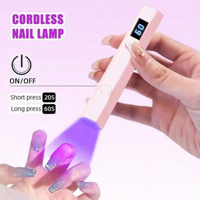 USB 可充电便携式 LED 双光源美甲灯，方便快速干燥，适合家庭 DIY 凝胶美甲固化和指甲油干燥