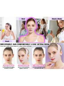 1pc/2pcs V-Shape Face Lifting Strap - Jawline & Cheek Lifting Bandage, V-Line Face Sleep Mask Band, Creative Gift For Women - Multicolor - View 5