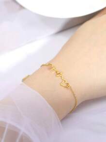 1pc Hartvormige Magnetische Roestvrijstalen Armband, Vintage Ketting Stijl Cadeau Voor Vriendin