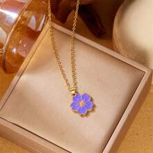 1 pieza Collar colgante con flor de varios pétalos, elegante y refrescante, adecuado para uso diario, fiestas, vacaciones, regalo para familia, esposa, amigos, cumpleaños, aniversario