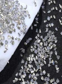 100/200 件闪亮锆石指甲宝石 3D 扁平指甲水钻 2-4 毫米迷你指甲水钻闪光银白色多形状指甲钻石指甲水晶指甲装饰指甲首饰 - 白色 - 查看 6