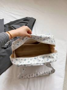 1 bolso de lona con flores para mujer, de gran capacidad y versátil, adecuado para el hombro, cruzado o de mano, ideal para uso diario