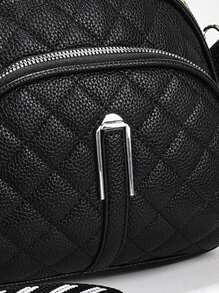 Casual Round Crossbody Bag With Zipper, Multi-Pocket Shoulder Wallet Suitable For Commuting, Distinctive Diamond-Quilted PU Leather Women Crossbody Bag, Multipurpose Shoulder Bag With Adjustable Strap