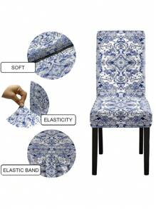 4/6pcs Bohemian Style Milk Silk Printed Elastic Removable Washable Chair Covers, Suitable For Restaurants, Hotels, Ceremonies, Festivals Decoration