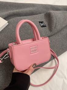 1 pieza Bolso de hombro cruzado para chicas, sólido de color y de PU con diseño de letra, de estilo simple y de moda - A - Ver 11