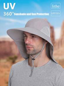 1 pieza Sombrero de verano para hombre de secado rápido, sombrero cubo de protección solar, sombrero cubo transpirable resistente a los rayos UV, sombrero cubo de ala ancha para montañismo y camping con protección para el cuello, sombrero cubo ajustable con cuerda, sombrero de malla transpirable con protección solar, sombrero de sol para actividades al aire libre en verano, liviano e impermeable - Utilizado para protección UV al aire libre