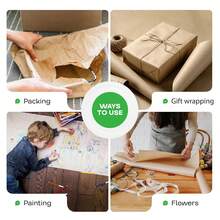 Rollo de papel kraft café grande hecho en - Grosor de 30 libras - Papel de embalaje kraft natural para embalar, relleno de aspiradora - Kraft grueso: 50 libras. - Ver 12