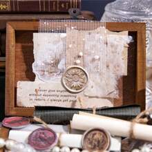 YANJI 1 包 15 张复古蜡封印章主题贴纸、创意美学贴纸贴花、DIY 剪贴簿工艺用品、节日礼物、个性化文具学校用品 - 彩色 - 查看 7