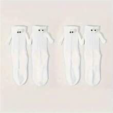 情侣牵手设计袜子，男女通用，温暖舒适，透气时尚家居袜 - 彩色 - 查看 6