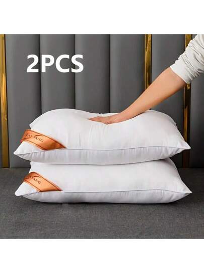 Luxe High Rebound Wit Pillows, Pair Zachte Com Tafel Bedroom Sleeping Star Hotel Home Single Adult Kussen