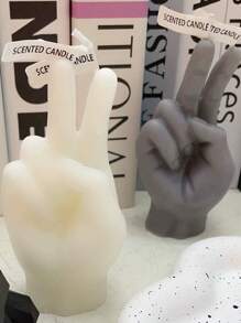 1pc Handmade Victory Sign Candle, Scented Candle, Indoor Decorative Jar Candle Suitable For Bedroom And Home Decor, Stress Relief, Relaxation, Bathing, Yoga And Holiday Gifts, Gag Gifts, Mother's Day Gifts, Wedding Decor Birthday Graduation - Multicolor - View 6