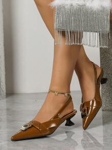 Women's Pointy Toe Low Heel Wine Glass Heel Sandals, Fashion Versatile French Elegant Minimalist Slide Shoes