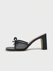 New Bowknot Open Toe Platform Chunky Heel Sandals, Summer Women Dress Shoes
