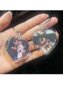 Regalo del Día de San Valentín, Llavero con foto personalizada en forma de corazón - Anillo llavero con fotografía grabada personalizada, regalo para parejas, familia, amigos - Recuerdo de acero inoxidable para aniversarios, cumpleaños, recuerdos