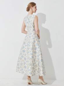 Luxury Jacquard Weave Sleeveless Party Dress For Women, Wedding Guest Dress, Prom Dress