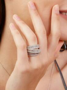 1pc Fashionable Minimalist Versatile Cubic Zirconia Ring - Gold - View 9