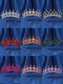 1pc Elegant Queen Crown Rhinestone Romantic Bridal Headpiece Wedding Accessory Valentine's Day Accessories