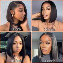 Bob Wig U-Part Human Hair, Quick & Easy, 2 Minute U-Part Wig Install With Leave Out, No Sewing, Sleek Cut Straight Look, Glueless Full Head Clip In Half Wig, No Sewing - Natural Black - View 8