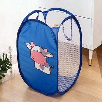 1 pieza Cesta plegable grande para almacenar ropa sucia, adecuada para habitaciones de bebés y clasificación de juguetes, apta para guardar ropa de recién nacido y juguetes, cesta de lavandería plegable y de apertura automática de malla, transpirable, resistente, diseño ahorra espacio, adecuada para lavar ropa y almacenar productos para bebés, fácil de transportar, cesta de viaje plegable y de apertura automática de malla