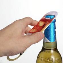 Aanpasbare roestvrijstalen flesopener met dubbelzijdige fotoprint, gepersonaliseerde metalen bier-/wijnflesopener