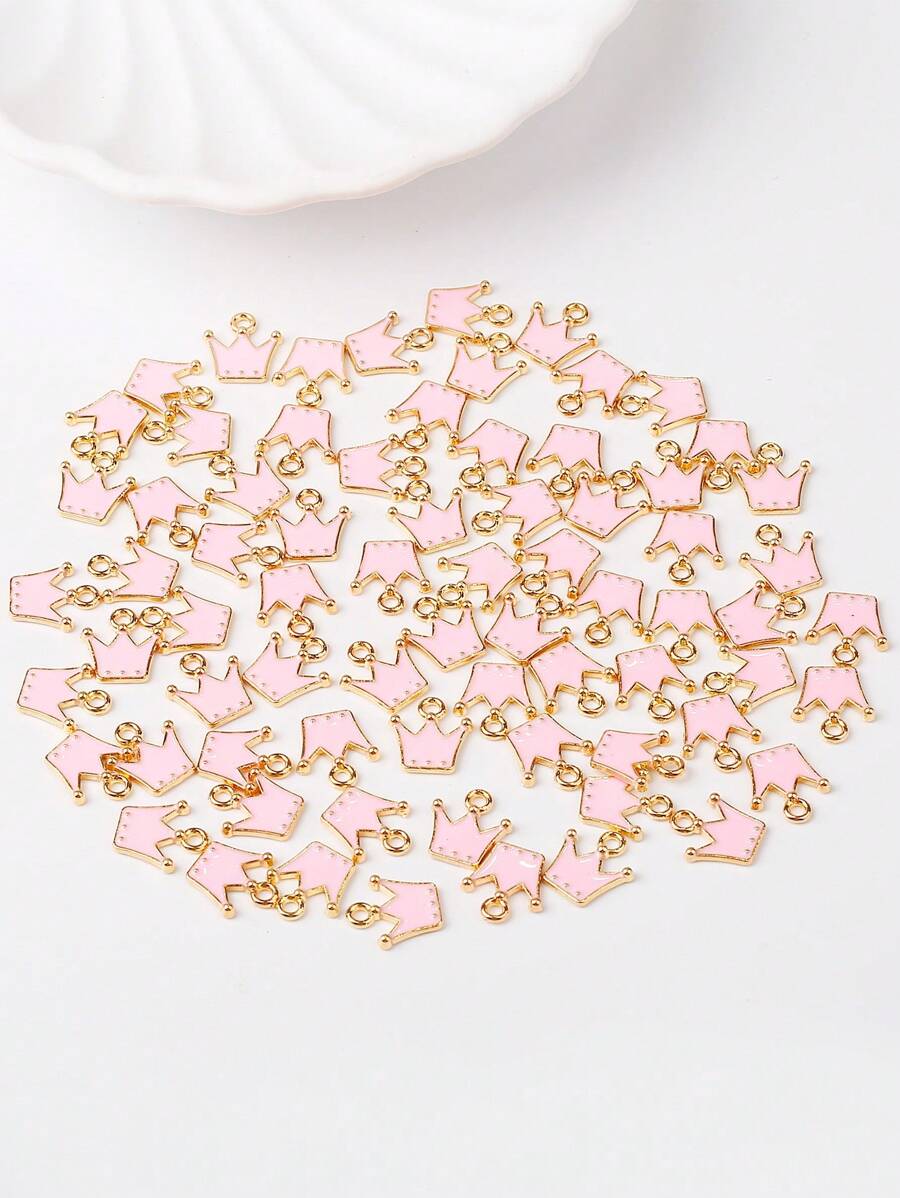 Set de 10 piezas/Paquete Accesorios de joyería con forma de corona rosa para hacer collares, pulseras y colgantes DIY - corona - Ver 1