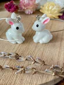 1 对 Winifred 和 Bramblerabbit 耳环，塑料耳环，兔子耳环，兔子珠宝，银质吊坠，耳环，珠宝，礼物，春季耳环，复活节 - 彩色 - 查看 1
