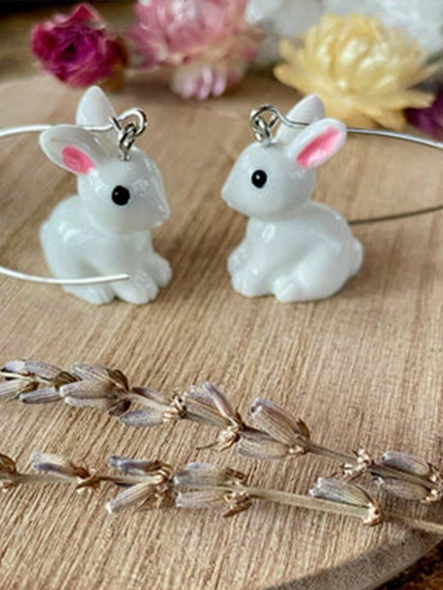 1 对 Winifred 和 Bramblerabbit 耳环，塑料耳环，兔子耳环，兔子珠宝，银质吊坠，耳环，珠宝，礼物，春季耳环，复活节 - 彩色 - 查看 1