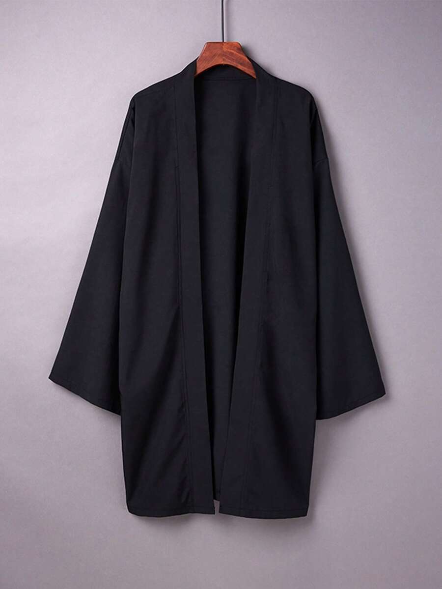 Japanese-Style Hanfu Inspired Long Yukata, Solid Color Versatile Mid-Length Robes Coat, Cosplay Outerwear,Kimono