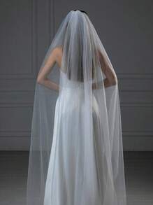 1pc Luxury Bridal Veil With Glittering Golden Stars, Gorgeous Wedding Long Tail Headpiece Fall Clothes For Women