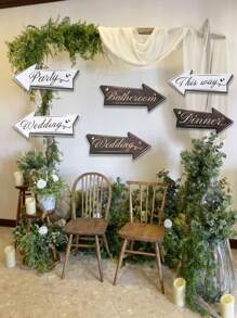 10pcs Wedding Directional Road Sign Party Decorations, Wedding Paper Signs For Wedding Theme Party Supplies, Waterproof Large Wedding Sign With Stakes, Wedding Direction Signpost Wedding Direction Arrow Courtyard Sign, Wedding Party Room Wall Background Decoration, Wedding Sign Cutouts, Wedding Season Party Supplies