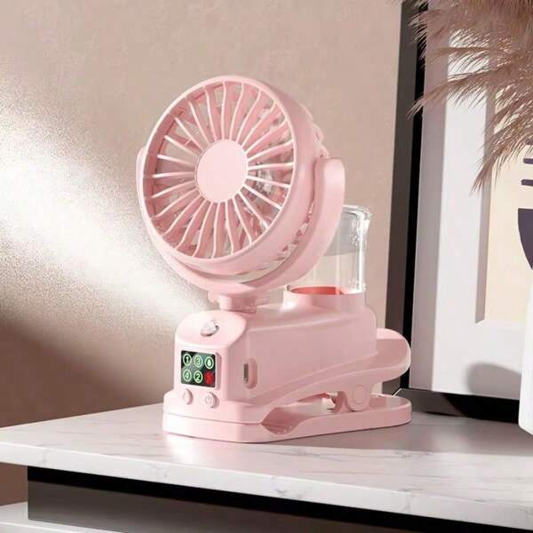 4-Speed Spray Fan With Charging Capability, Mini Fan With Pedestal Clip, Suitable For Home And Office Use, Compact For Outdoo