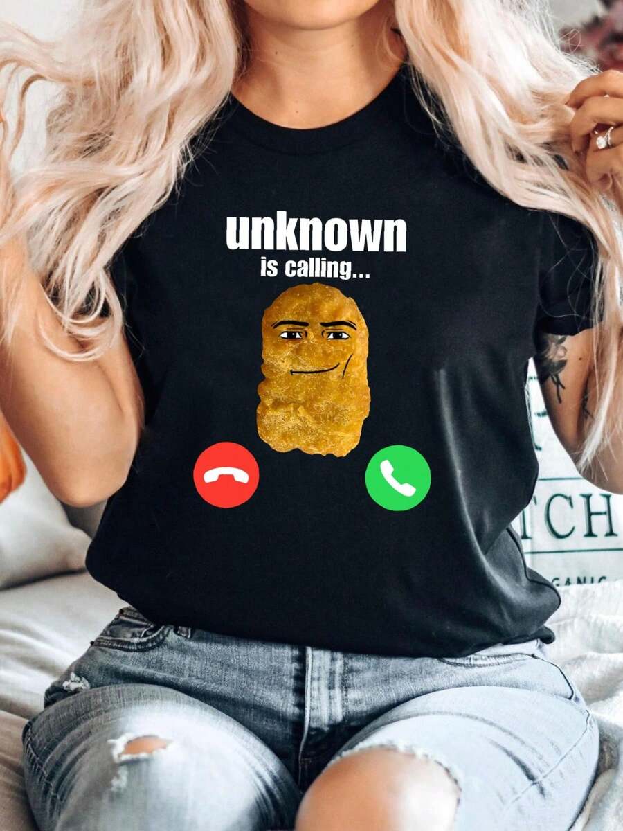 100% Cotton Funny Chicken Nugget Man Face Meme T Shirt Ironic Cringe Oddly Specific Cursed Gegagedigedagedago Unhinged Breathable Top For Everyday Wear For Women Print Round Neck Short Sleeve Homme Summer Casual Comfortable Graphic Designer Clothes Versatile Stretched Streetwear Fashion Soft Slightly Stylish - 黑色 - 查看 1