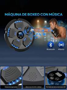 Máquina de Boxeo con Música Bluetooth Inteligente,Equipo de Boxeo Montado En La Pared,USB Recargable,Velocidad de Práctica Ajustable,Volumen Ajustable,Maquina de Boxeo con Música para Adultos y Niños - Negro - Ver 2