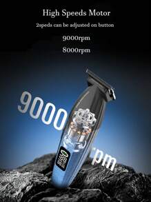 Kemei KM-1669 New Hair Trimmer Professional Electric T-Blade Clipper With Charging Base Type-C 9000RPM High Speed 0mm Zero Gaped Carving Clipper For Men Beard Hair Trimmer Barber Use Men's Birthday Gift For Men