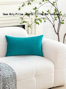 4pcs Set Of Simple Solid Color Soft Plush Pillow Covers, Home Decor Fabric, Without Pillow Insert - Blue - View 6